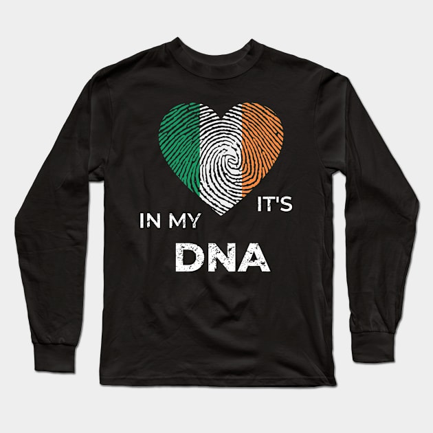 It's In My Dna Irish Flag Ireland Genealogy Ancestry Descent Nationality Fingertip Heart Long Sleeve T-Shirt by HypeProjecT